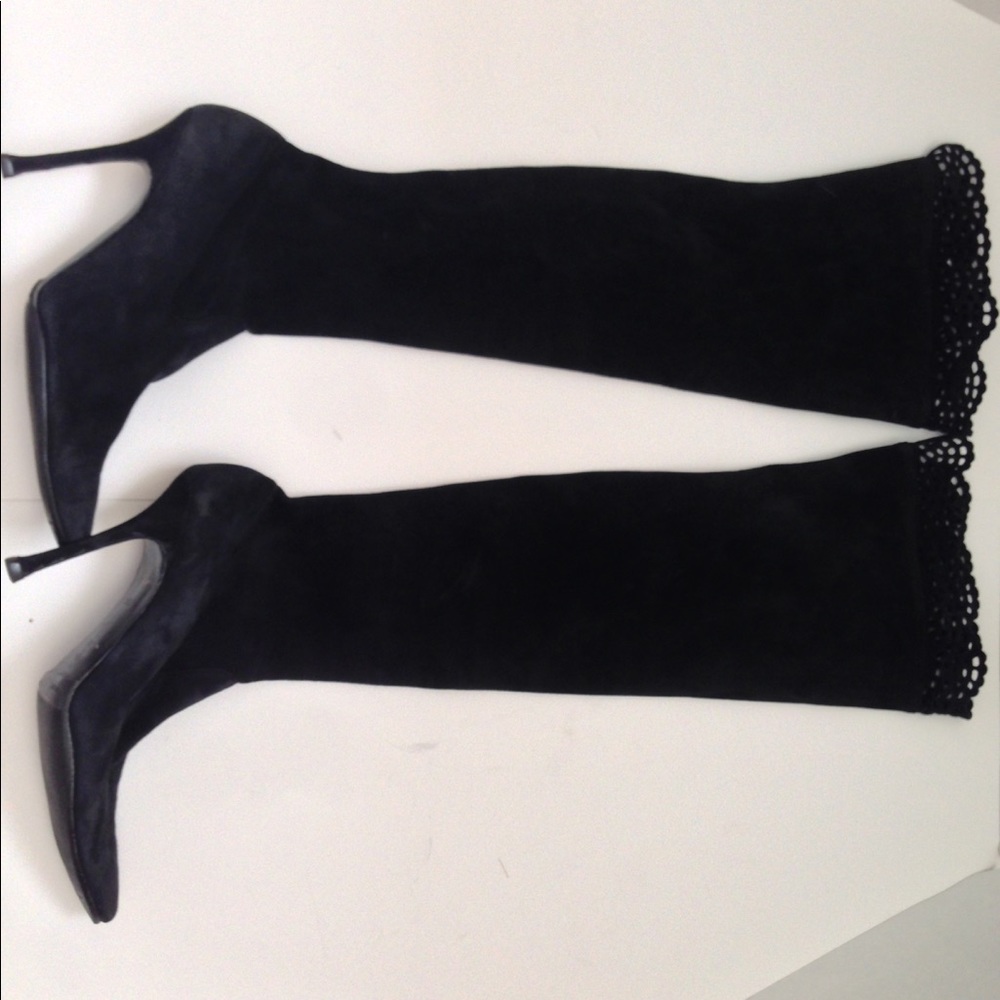 Manolo Blahnik OTK Suede Boots